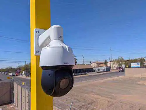 Outdoor video surveillance camera system installation in arizona safari garage door and gate safari garage door and gate Outdoor security camera surveillance system installed at a residential property in Phoenix Arizona